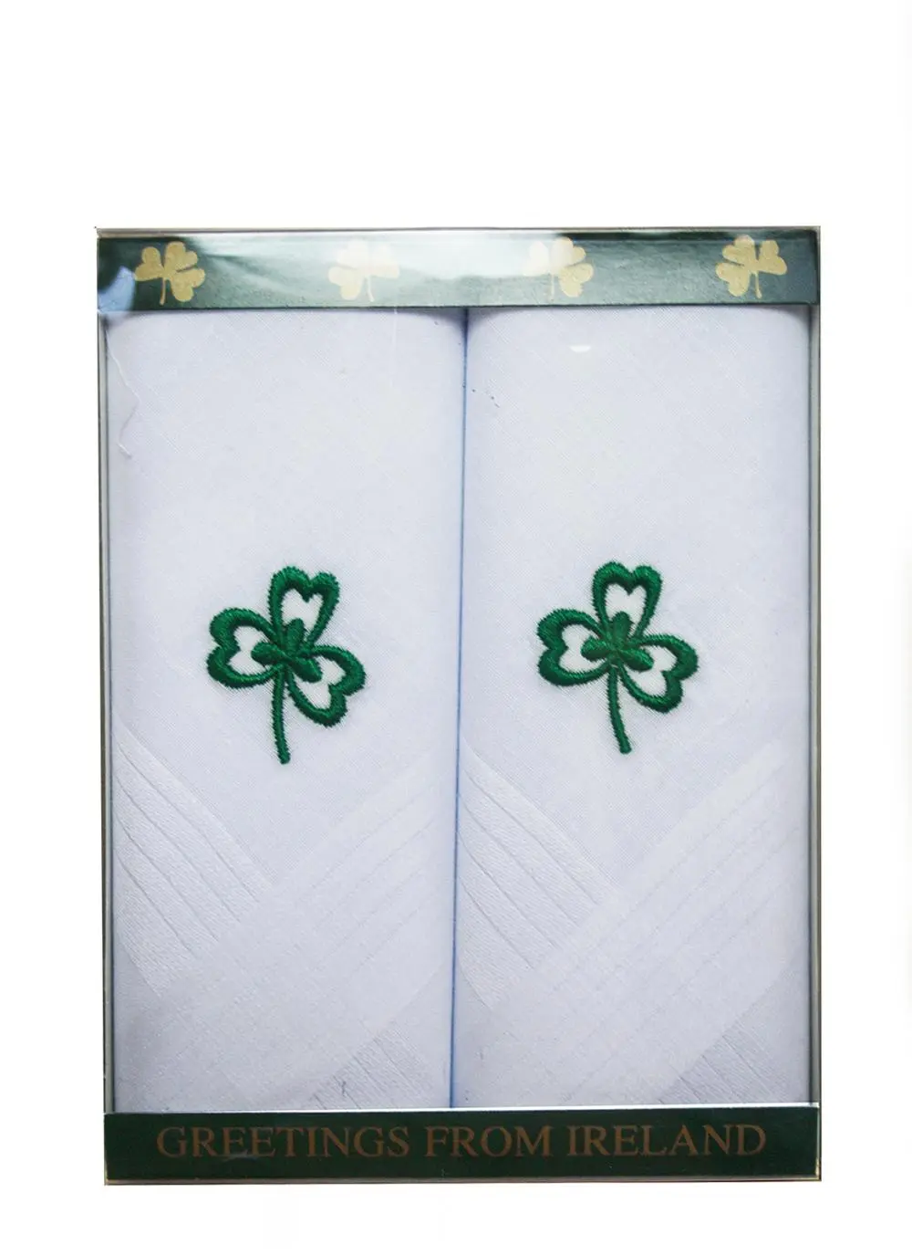 Green Shamrock Gents Handkerchiefs Set of 2
